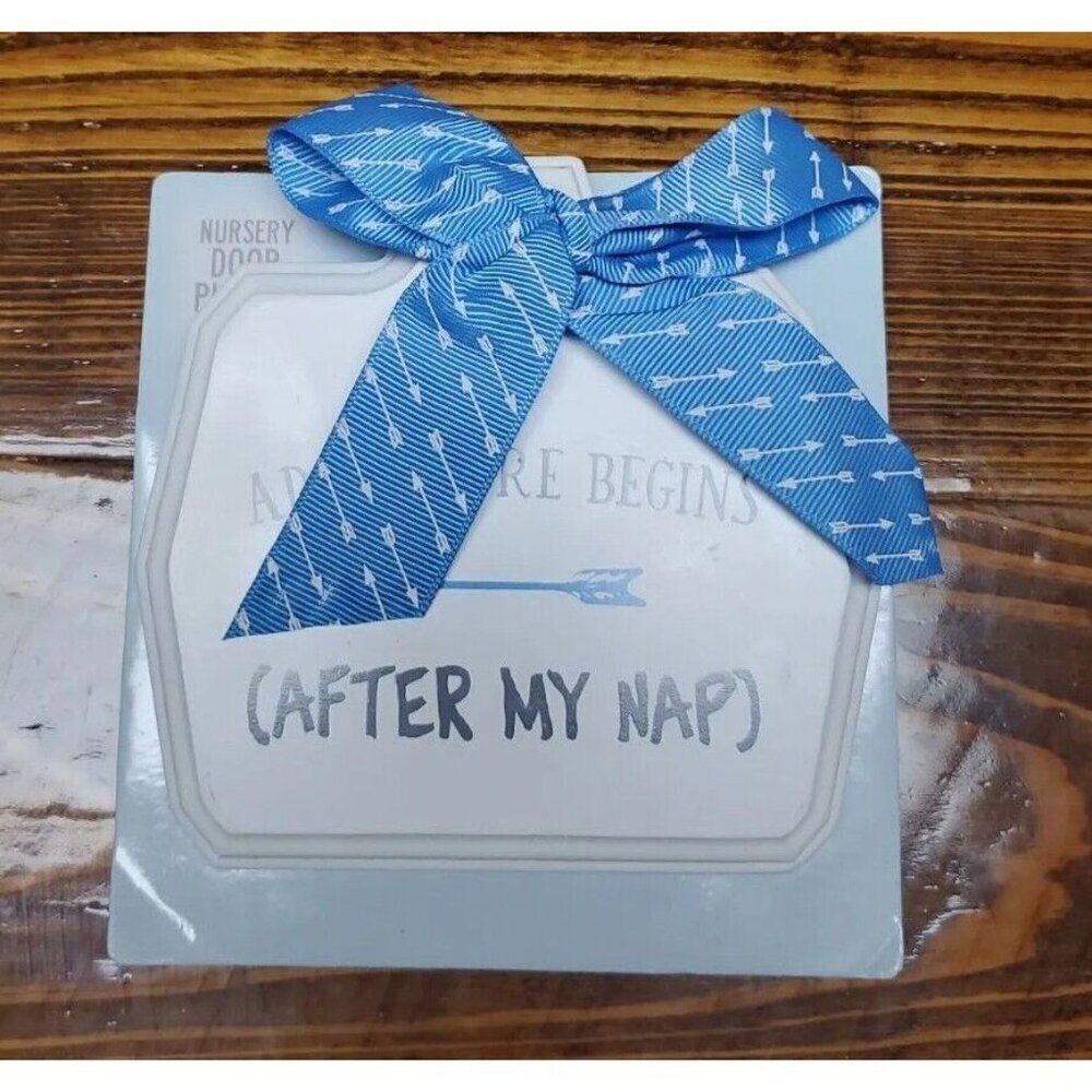 Nursery Room Door Plaque 5x5 "Adventure Begins (After My Nap)" Wall Door Sign